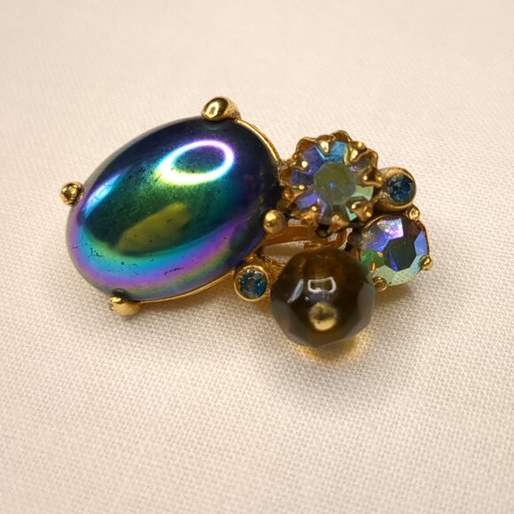 Schiaparelli Faux Cabochon and Rhinestone Earrings - Picture 4 of 9